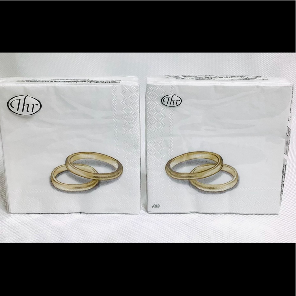 2 IHR RINGS gold COCKTAIL NAPKINS 20 3-PLY MADE IN GERMANY